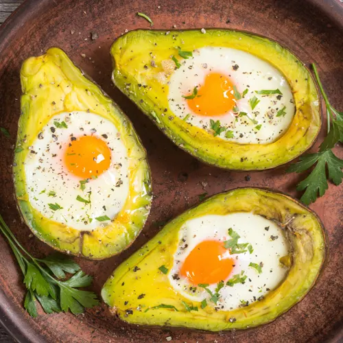 picture of Baked Avocado Eggs (249 calories)