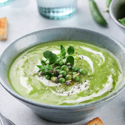 picture of Broccoli & pea soup with minty ricotta.
