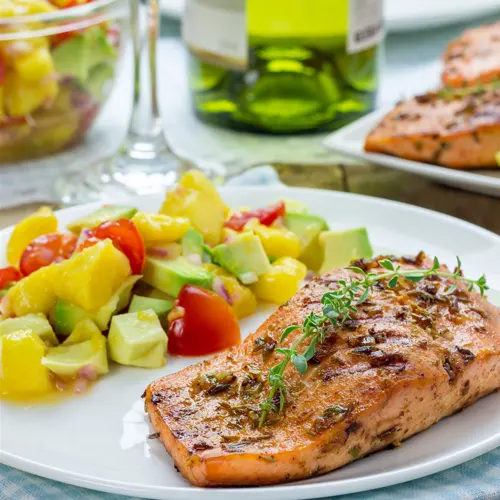 picture of Jerk Salmon With Mango And Avocado Salsa